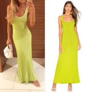 Mara Hoffman Michaela Lime Green Knit Sweater Tank Midi Maxi Dress Small